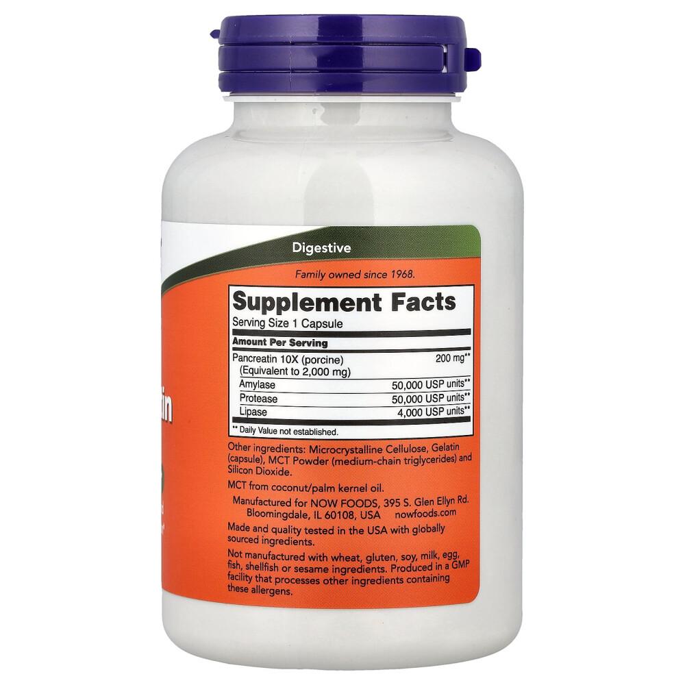 Now Foods Pankreatin 10X - Kapsle 200 mg, 250 kusů