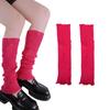 Japanese Punk Leg Warmers Women Solid Color Ribbed Knit Long Socks Y2K Distressed Ripped Boot Cuffs Leg Cover Streetwear