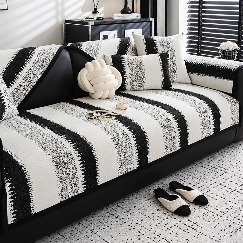 Chenier Sofa Cushion Is Universal In All Seasons, New Striped Sofa Cover,Luxury High-end Non-slip Cover Cloth Towel