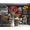 Brick Wall Fast Food Mural Restaurant Industrial Decor Fried Chicken Burger Mural Pizza Snack Bar Decor Wallpaper