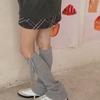 Women Ribbed Knitted Leg Sleeves with Ties Drawstring for Winter Warmth Vertical Striped Leg Warmers Footless Boot Socks