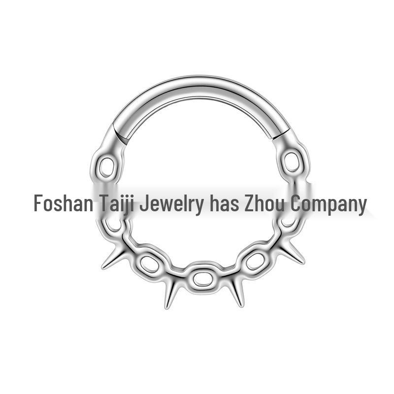 Seamless F136 Titanium Alloy Nose Hoop with Rhinestones - Precision Carved Septum Ring & Ear Bone Stud Body Piercing Jewelry. 1.2*8mm