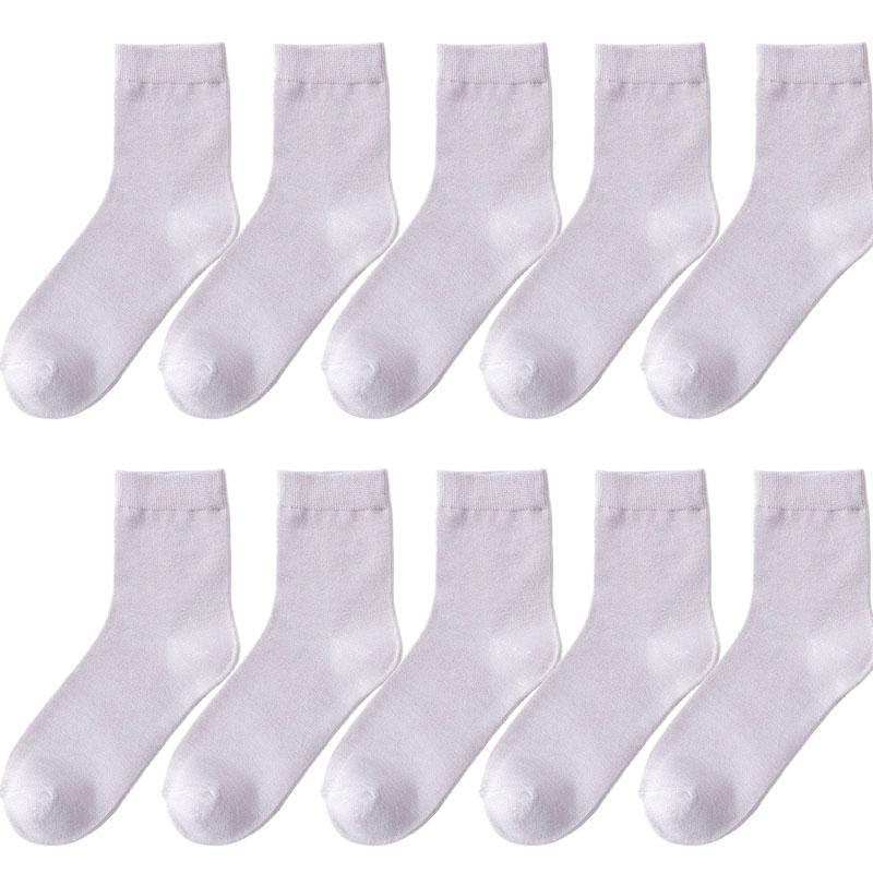 10 Pair Women's Bamboo Fiber Socks Harajuku Retro Solid Color Casual Ladies Set Black Socks Korean Style White Socks
