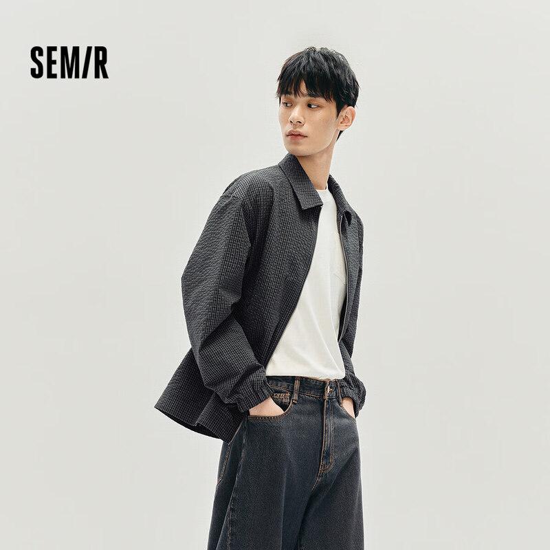 Semir Men's Plaid Textured Lapel Jacket