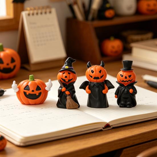 Pumpkin Ornament, 3D Pumpkin Shape Figure, Mini Resin Halloween Decoration for Desktop Micro-Landscapes Parties Window