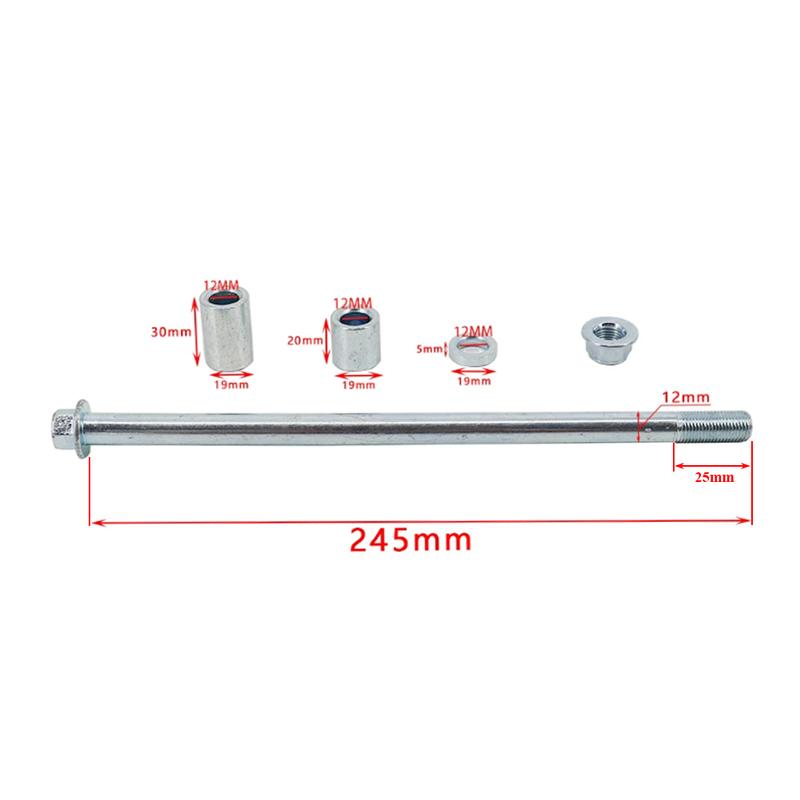 10 12mm 200mm / 245mm / 270mm + 3 Spacers Front Back Rear Axle for 70cc 90cc 125cc 140cc 200cc 250cc Pit Pro Trail Dirt Bike