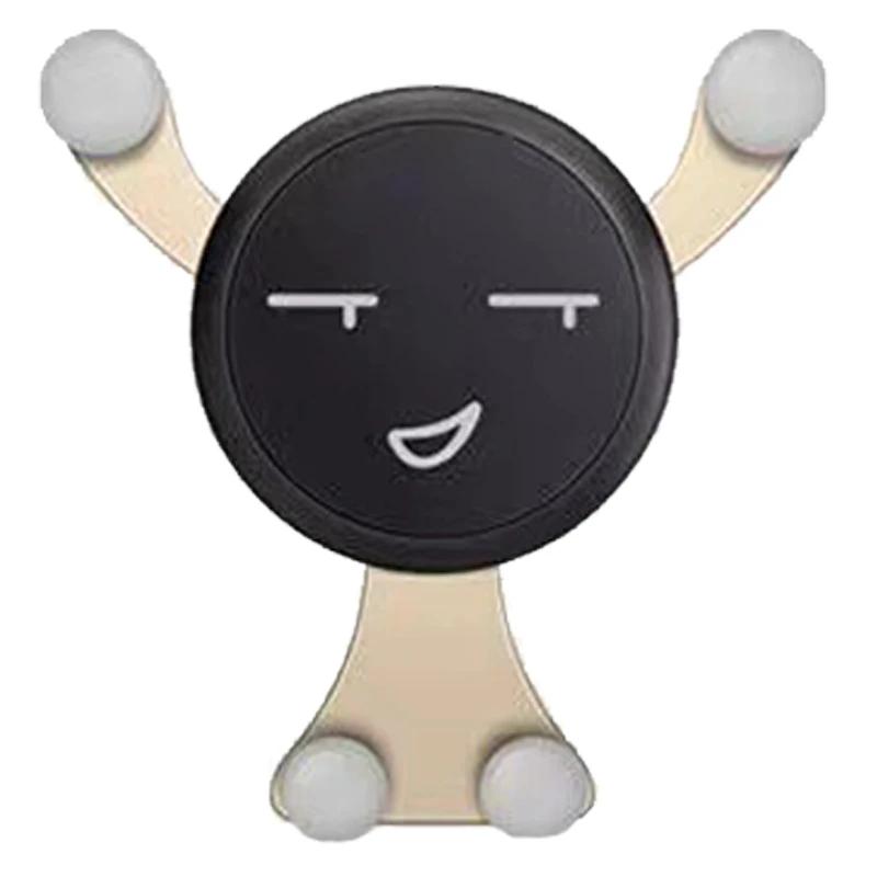 

Автомобильный держатель для телефона Gravity для iPhone 15, зажим для вентиляционного отверстия, подставка для мобильного телефона с изображением улыбки и лица, поддержка GPS для Xiaomi, Samsung, Huawei золотой