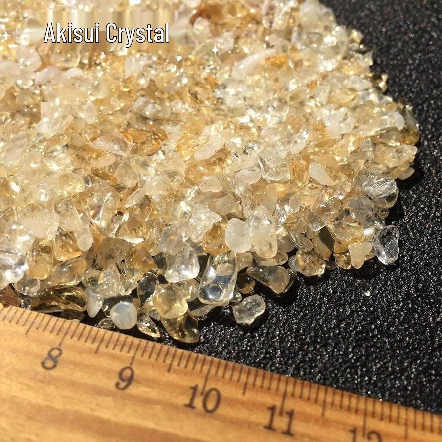 

Natural Brazilian Citrine Crushed Stone: Premium Yellow Crystal Particles for Purifying and Demagnetizing Ornaments or Fish Tanks. 3-5mm