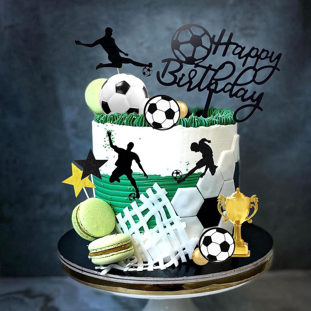 28 STÜCKE Fußball Kuchen Topper Fußballspieler Kuchen Dekorationen für Fußball Geburtstagsparty Sport Partyzubehör