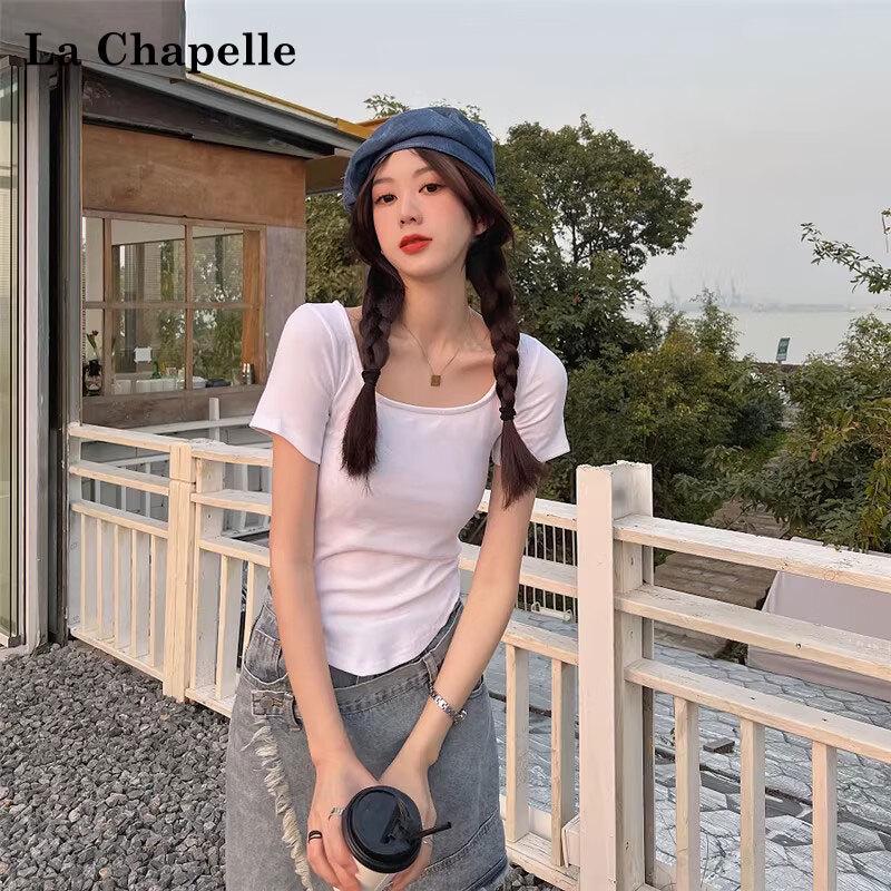 La Chapelle Women's Square Neck Short Sleeve T-shirt