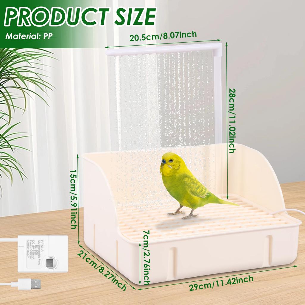 U Automatic Pet Birds Parrots Bath Circulating Water Bathtub USB Electric Parakeet Bathtub Shower Fountain Birds Supplies