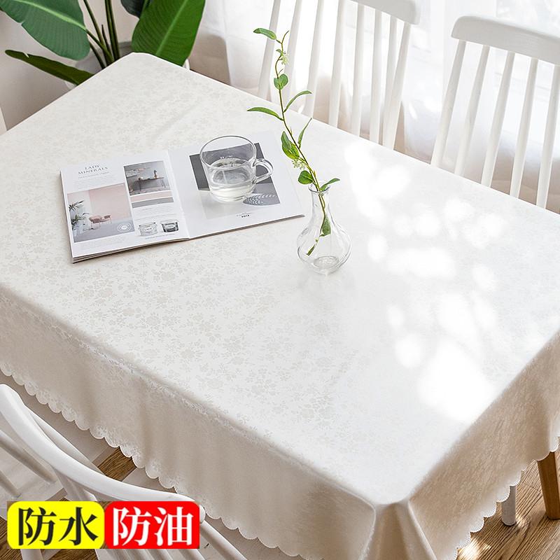 Runde Tischdecke aus Kunststoffspitze, dicke, mehrfarbig bedruckte Tischdecke, wasserdicht, ölbeständig, waschbar