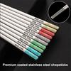 1 Pair Chinese Chopsticks 304/316Stainless Steel Non-Slip Sushi Chopstick Korean Japanese Food Metal Sticks Kitchen Tableware