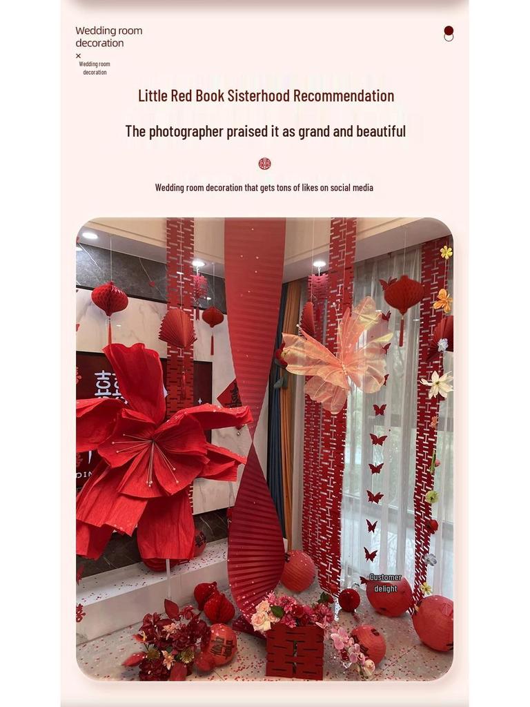 Woman's Bedroom & Living Room Wedding Decoration Set with Tinsel & Morning Robe Background