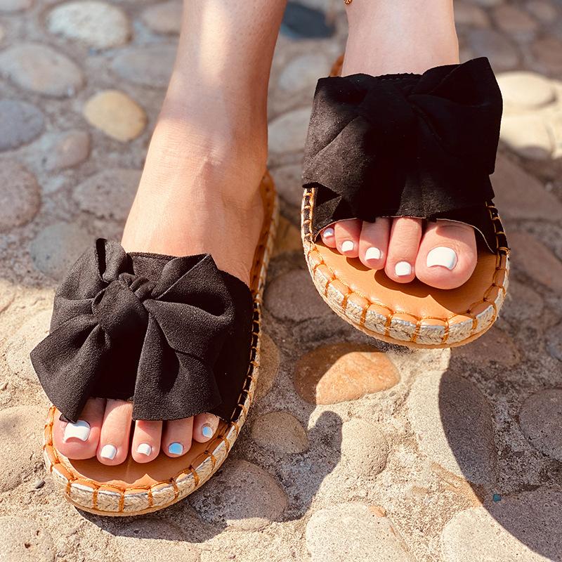 Fashion 2024Women Slippers Summer Sandals Bowknot Casual Beach Shoes Ladies Fashion Shoe Female Flats Flip Flops New Slides Footwear