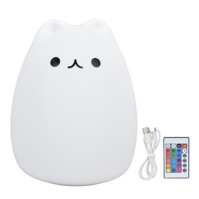 Silikon LED Nachtlicht Fernbedienung USB-Aufladung Buntes Katzenlicht für SchlafzimmerBeliebte Katze