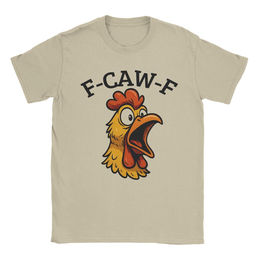 Funny F-Caw-F Screaming Chicken Meme T-Shirts for Men  Awesome 100% Cotton Tee Shirt Round Neck Short Sleeve T Shirt Unique Tops