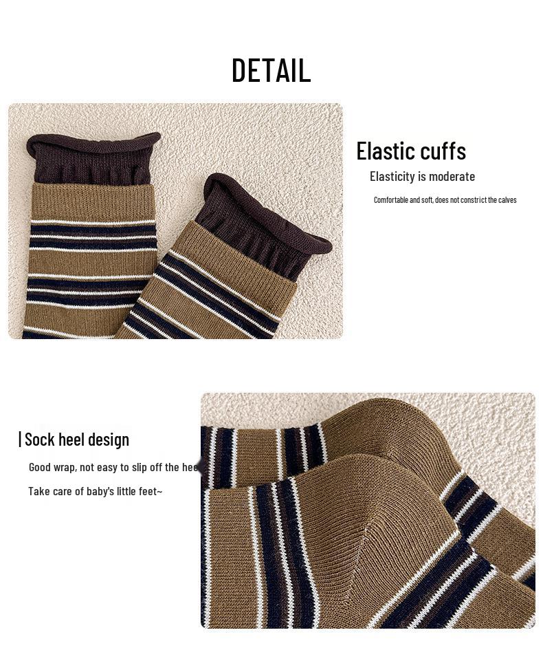 Meilade Autumn 2025 Striped Double Ribbed Socks for Women & Kids - 4 Pack