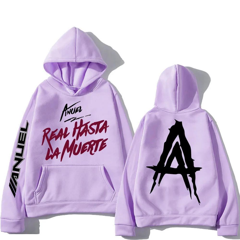 Anuel AA Graphic Printing Hoodie with Pocket Harajuku Fleece Sweatshirt Long-sleeved Punk Clothing Unisex Vintage Soft Pullovers