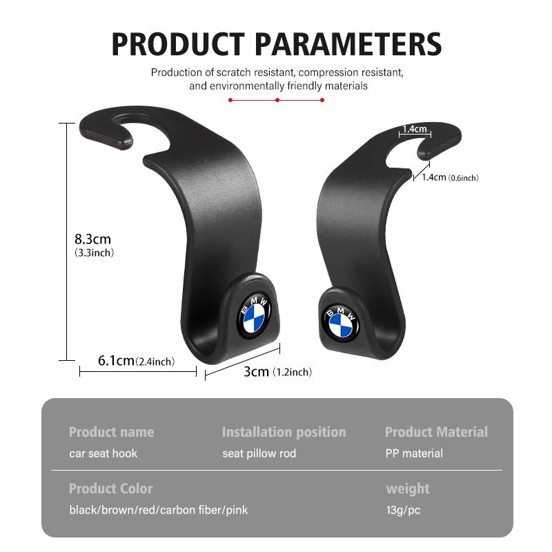 ADZW9 2/4pcs Car Rear Seat Hook Storage Hanger Organizer Accessories For BMW M Performance E36 E46 E60 E90 E91 E92 E93 F30 F20