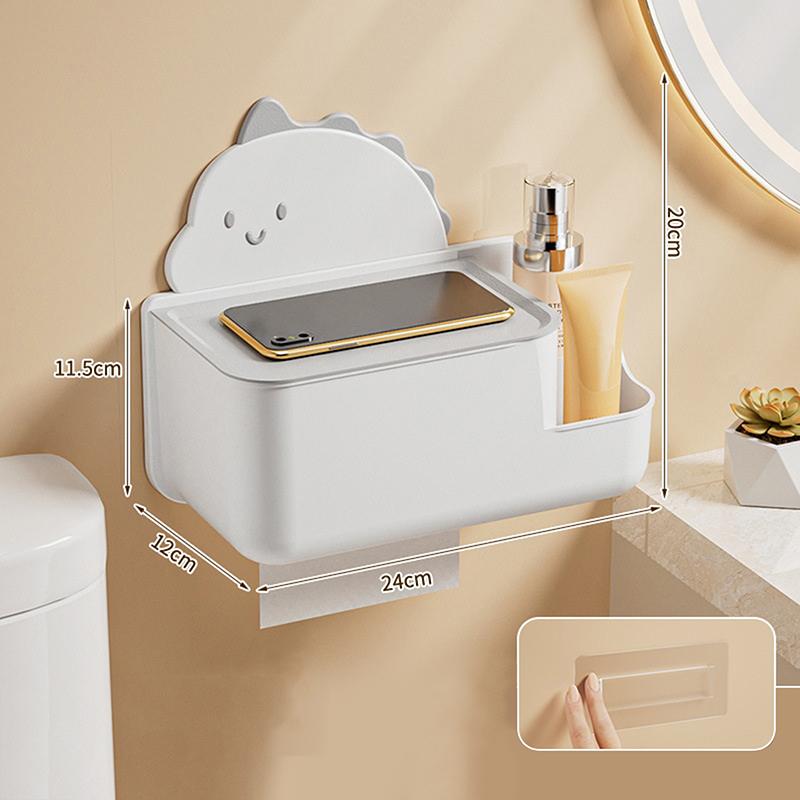 Minimalistický nástěnný box na kapesníky v kresleném stylu pro koupelnu, bez nutnosti vrtání; Vhodné také do kuchyně a obývacího pokoje