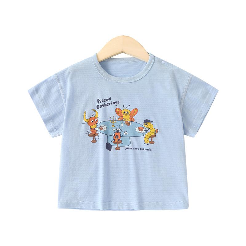 Babykläder Casual Kortärmade T-shirts Sommarkläder Pojkar Flickor Baby Barn Barn Sommar Halv-ärmade Toppar