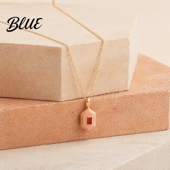 Charming Necklace Stone Pendant Necklace Oval or Hexagonal Charm Geometric