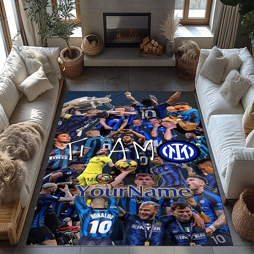 Inter Milan Personalized Text Area Rug Perfect for Dining Room Entryway Bedrooms Hallway Antislip Carpet Decorate Offices