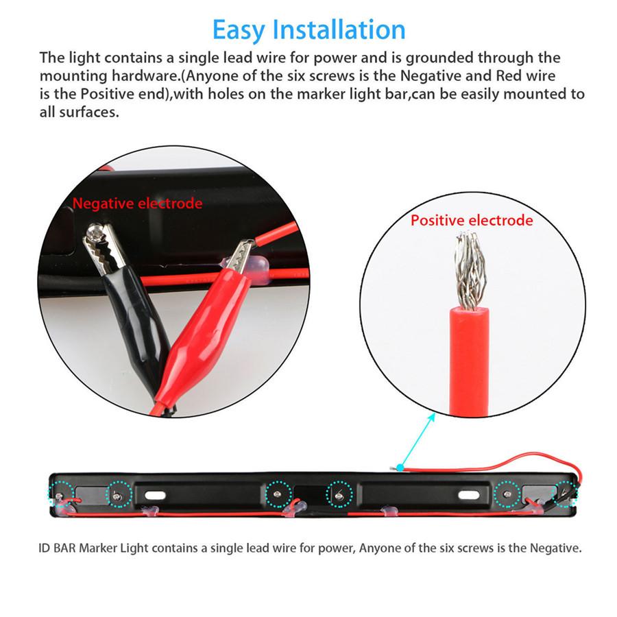 Red Clearance ID BAR Marker Light 3 Light 9 LED Trailer Sealed Stainless Steel