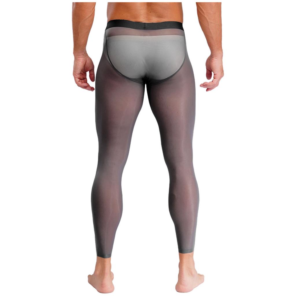 Mens Mesh Leggings See Through Stretchy Pants Elastic Waistband Lightweight Athletic Running Gym Tights