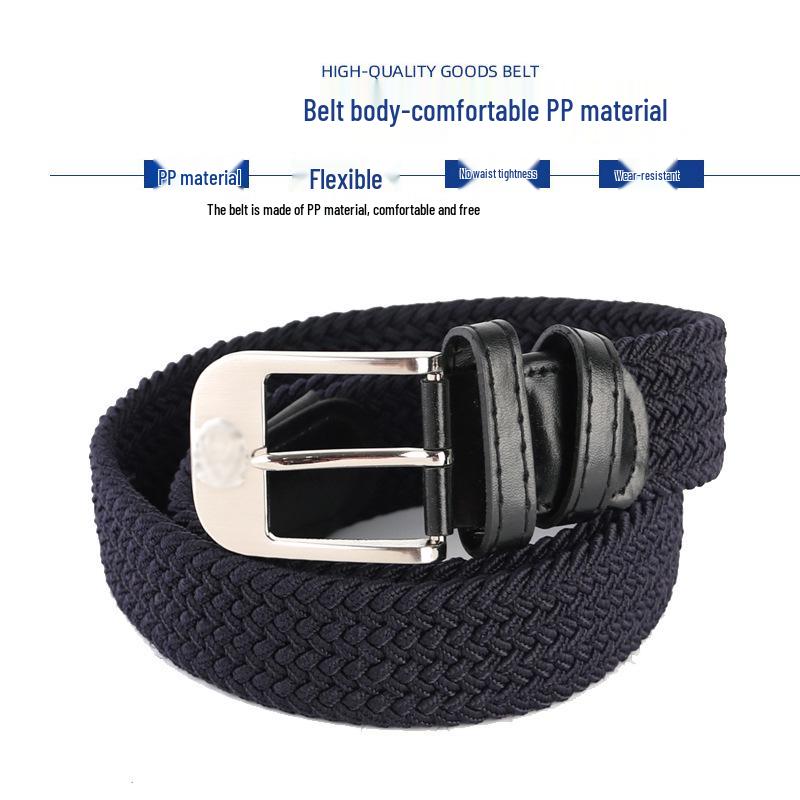 Unisex Woven Elastic Jeans Belt with Pin Buckle