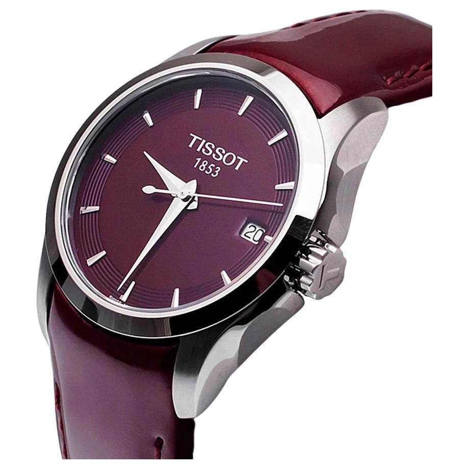 TISSOT Kutu Collection Quartz Movement 100m Water Resistance Women's Watch 32mm Red Watch Dial T035.210.16.371.01