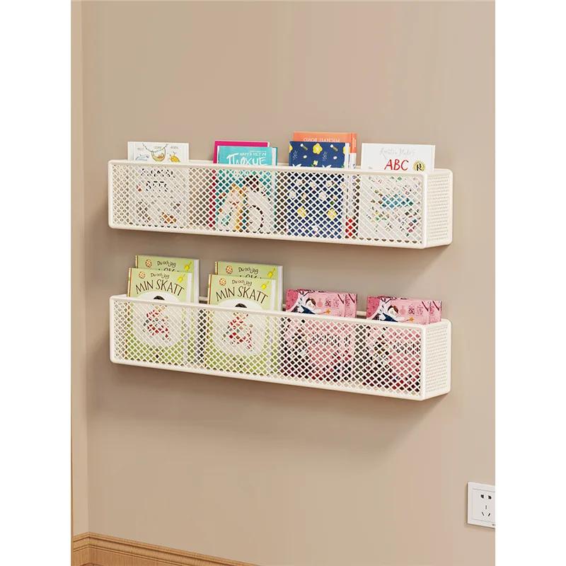 Wall Bookshelf Behind Door Ultra-narrow Simple Wrought Iron Children's Picture Books Book Finishing Rack Wall-mounted Storage