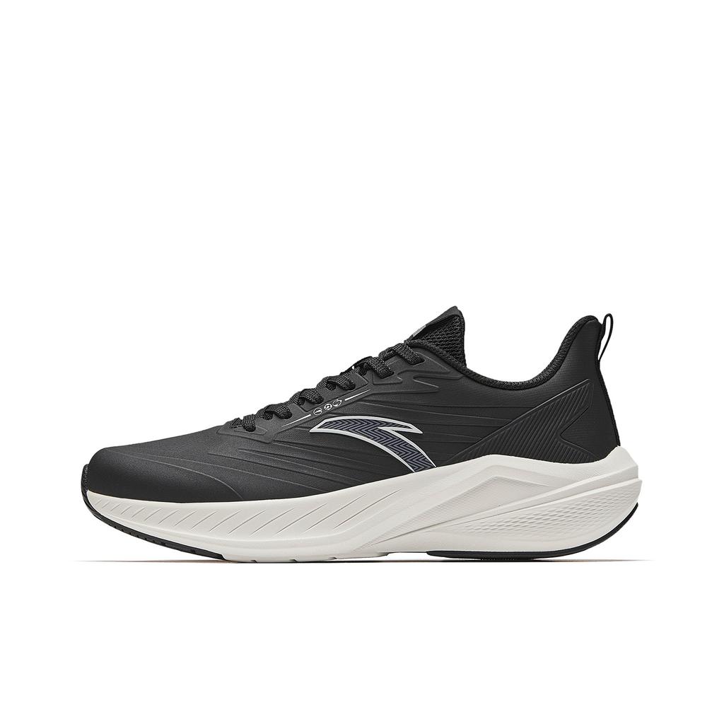 Anta Lingfeng Leather Water-Resistant Lightweight Shock-Absorbing Running Shoes Women sneaker Black Ivory-White 922545501-4