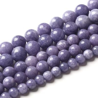 Smog Jades Calcedonia Violeta Piedra Natural 15" Lisas Sueltas Cuentas Espaciadoras 4/6/8/10/12mm para Fabricación de Joyas DIY Pulseras Abalorios Accesorios