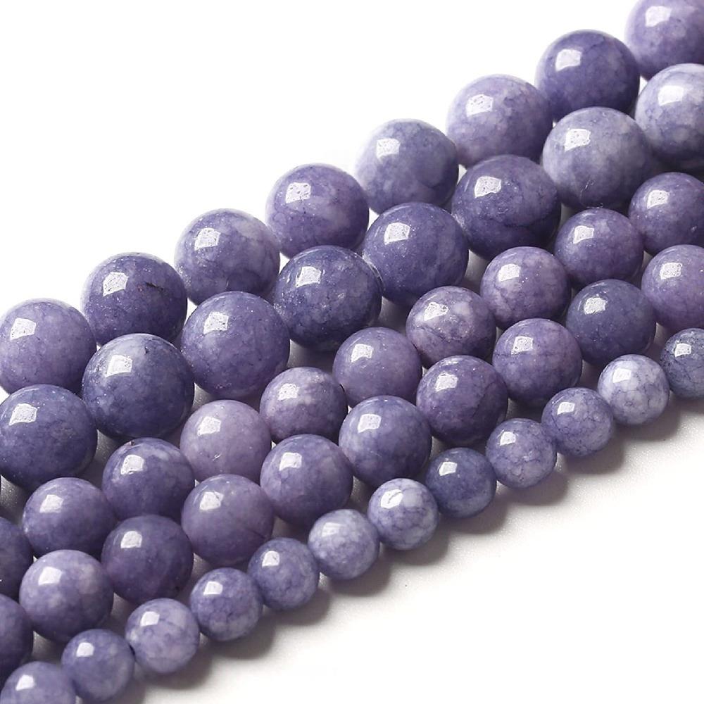 

Дымчатый Жадеит Фиолетовый Халцедон Натуральный Камень 15 Гладкие Свободные Разделительные Бусины 4/6/8/10/12мм для Изготовления Ювелирных Изделий DIY Браслеты Шармы Аксессуары Dia 4mm