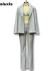 Fall Winter Women's Fashion Set - Shiny Blazer Jacket with Briefs and Straight Leg Pants (3-Piece Outfit)