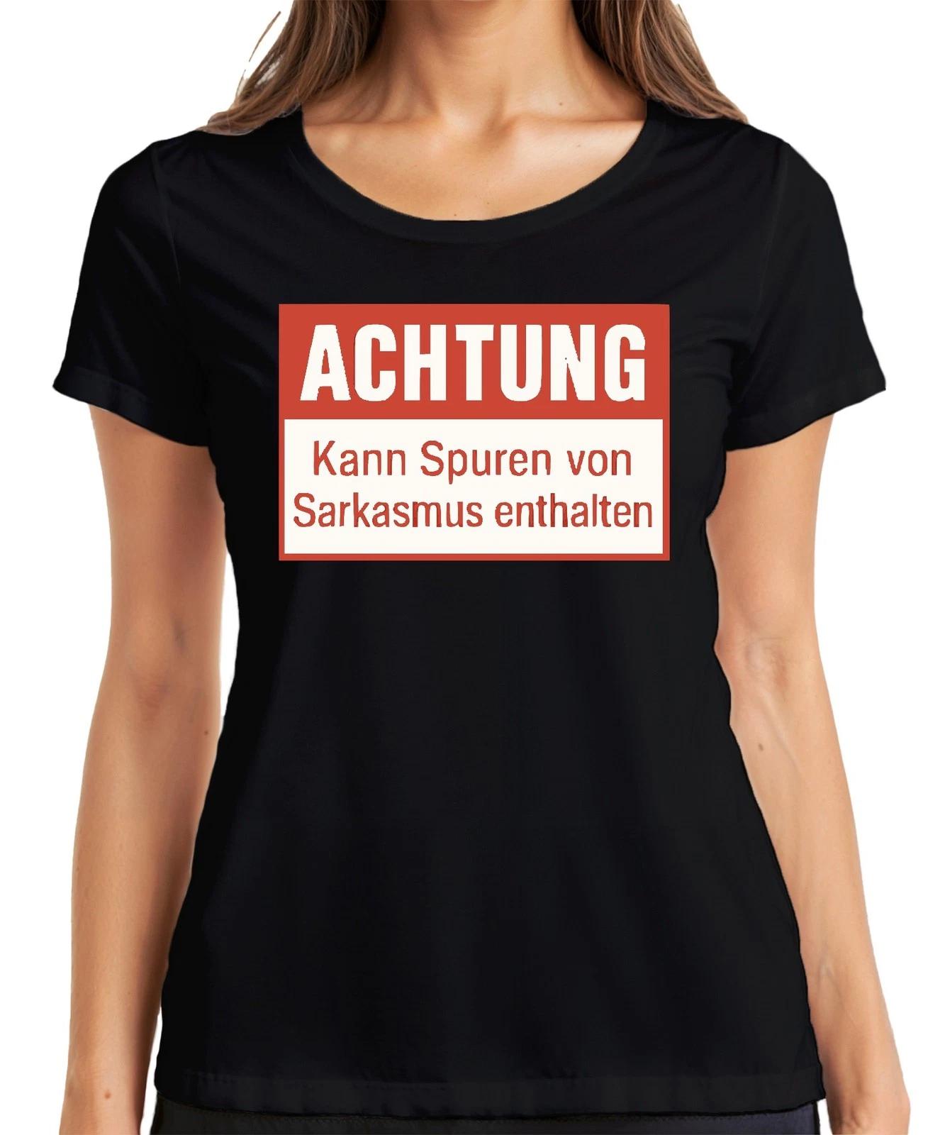 Achtung Spuren von Sarkasmus enthalten lustig sarkastisch humor Damen T-Shirt XXL