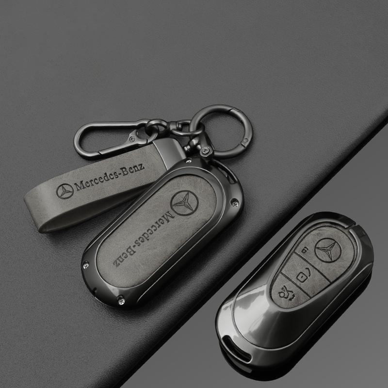 Car Zinc Alloy Leather Key Case Cover Remote Shell For Mercedes Benz AMG 2022 C S Class W206 W223 S350 C260 C300 S400 S450 S500 DQRST1