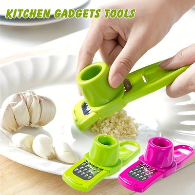 3in1 Multifunctional Garlic Ginger Press, Manual Kitchen Gadget Tool, Metal Plastic, Food Contact Safe, No Electricity Needed