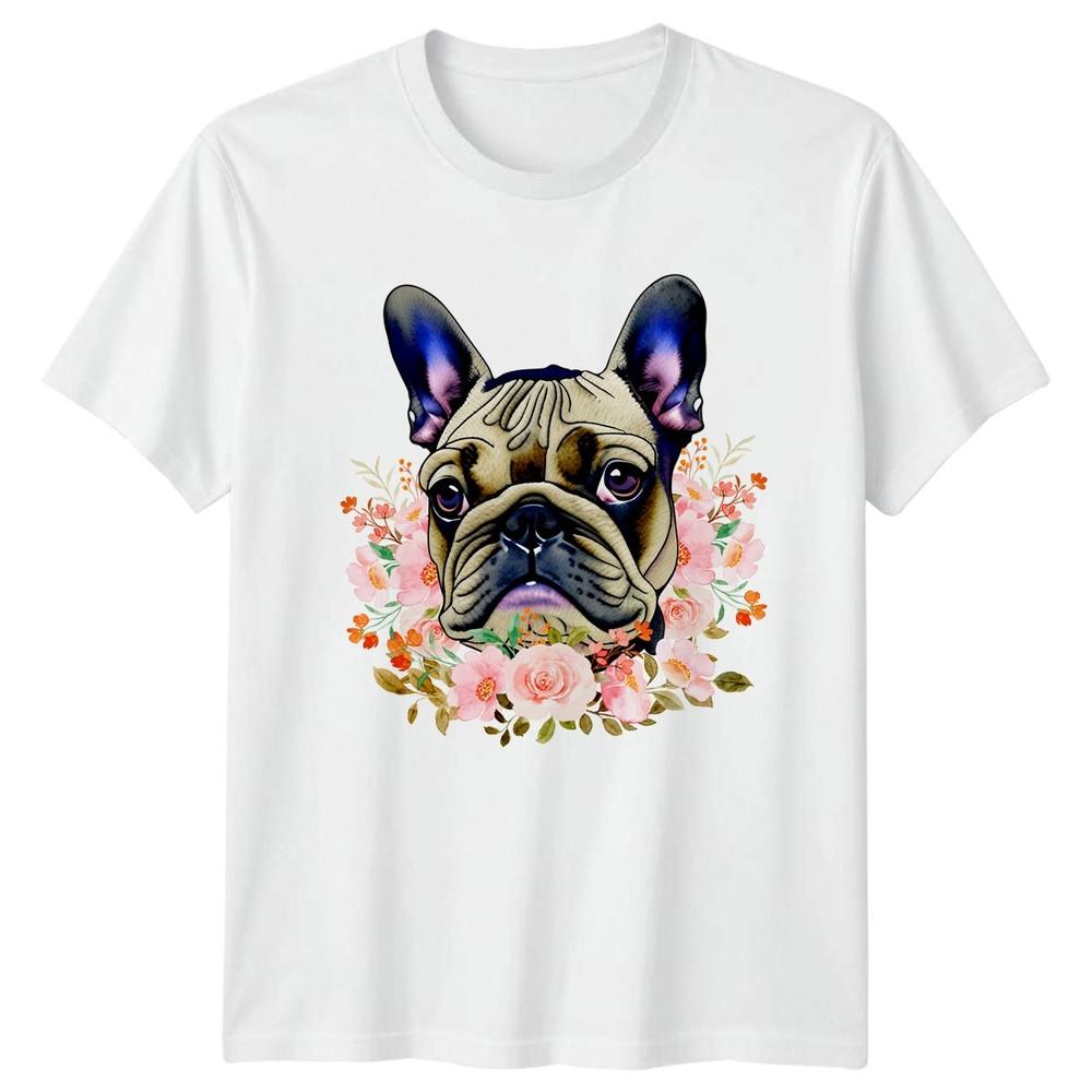 French Bulldog Flowers Dog Animals Unisexs TShirt Unisexs Tee Graphic Unisex Top S