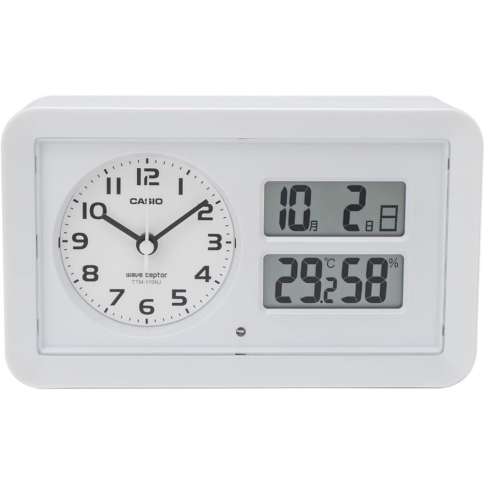 CASIO Alarm Clock, Radio-Controlled, White, Analog, Snooze, Automatic Light, TTM-170NJ-7JF