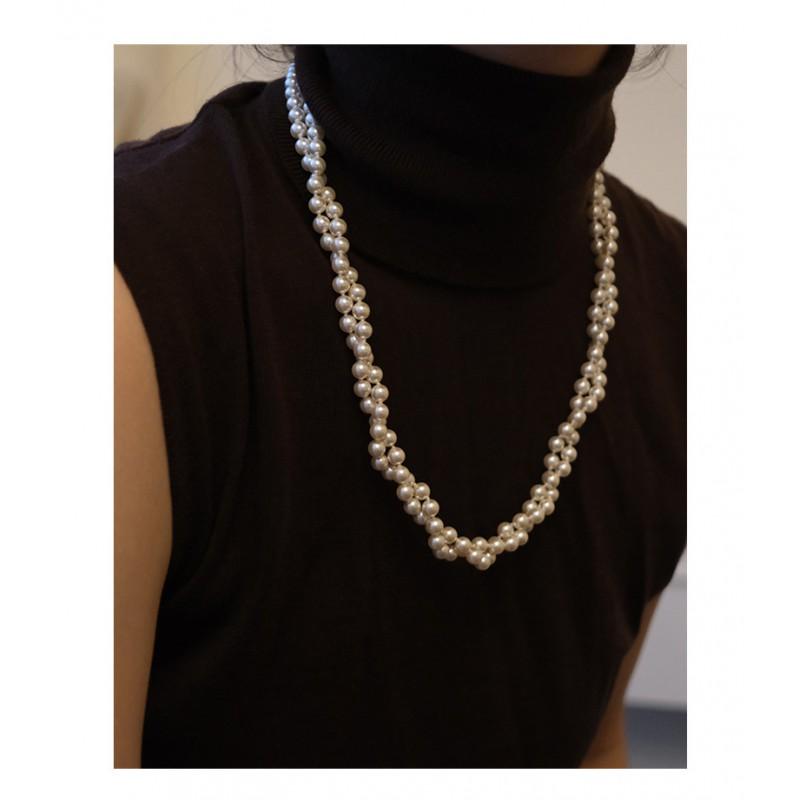 Womens Pearl Necklace Long Layered Sweater Chain Elegant Cheongsam Winter