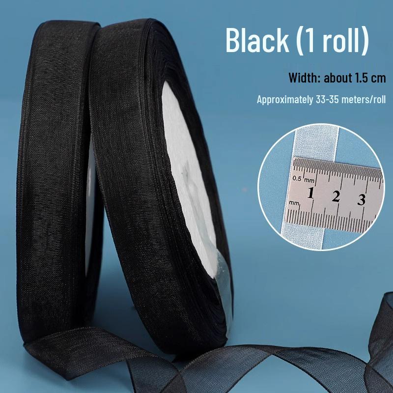 1.5cm Transparent Snow Yarn Ribbon for Gift Wrapping, DIY Crafts, Hair Accessories, and Chiffon Projects.