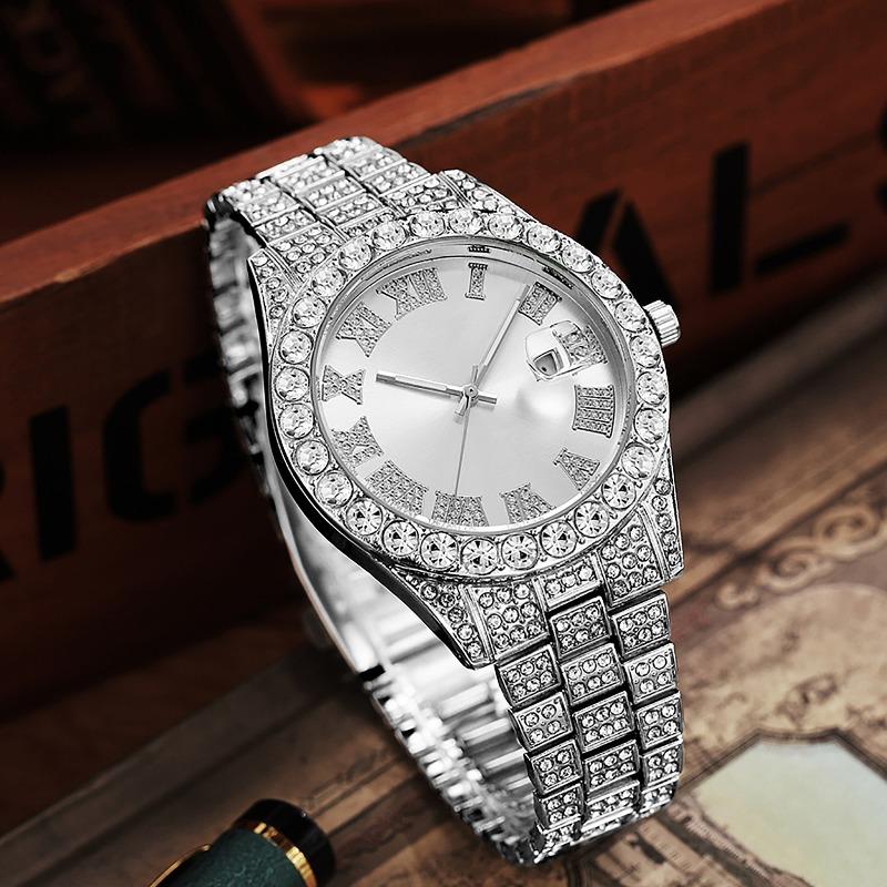Popular watches, European and American men's personalized hip-hop feng shui ghost Roman diamond-encrusted quartz watch men