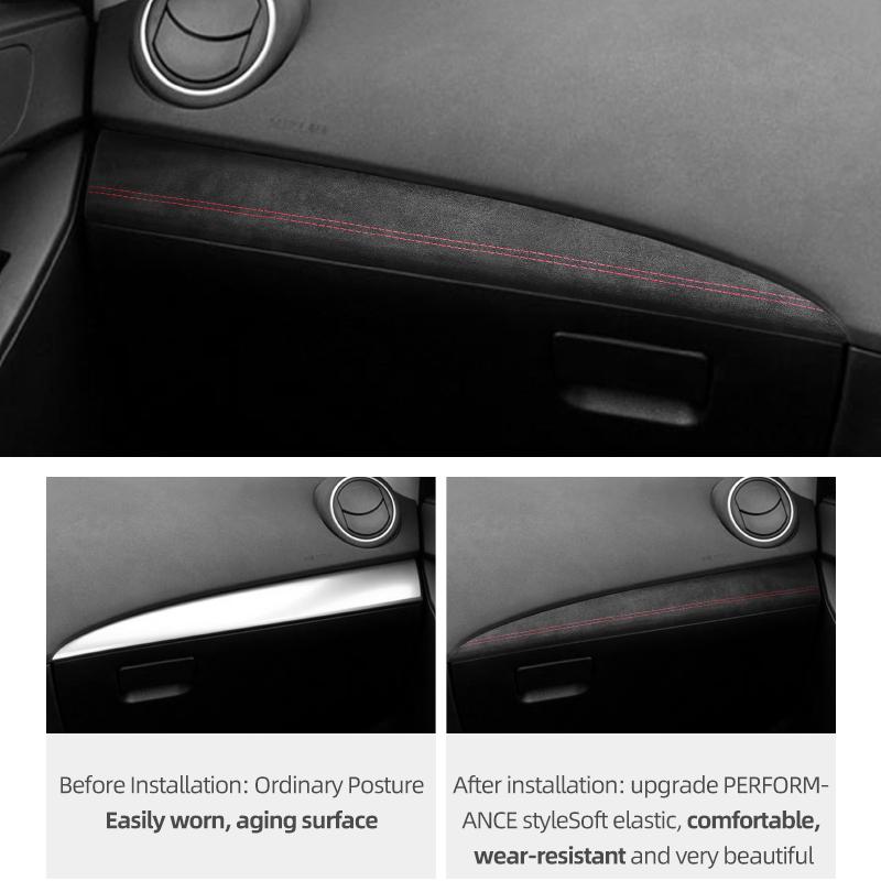 Betterhumz For Mazda 3 Axela 2010-2013 Made of Alcantara Co-pilot Dashboard Trim Stickers Car Trument Interior Accessories