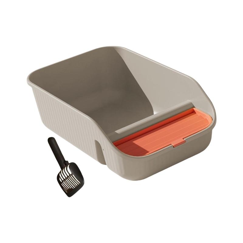 Cats Toilet with Litter Shovel Nonspill High Wall Smoothly Surfaces Litter Box for Kittens Use Easy Cleaning