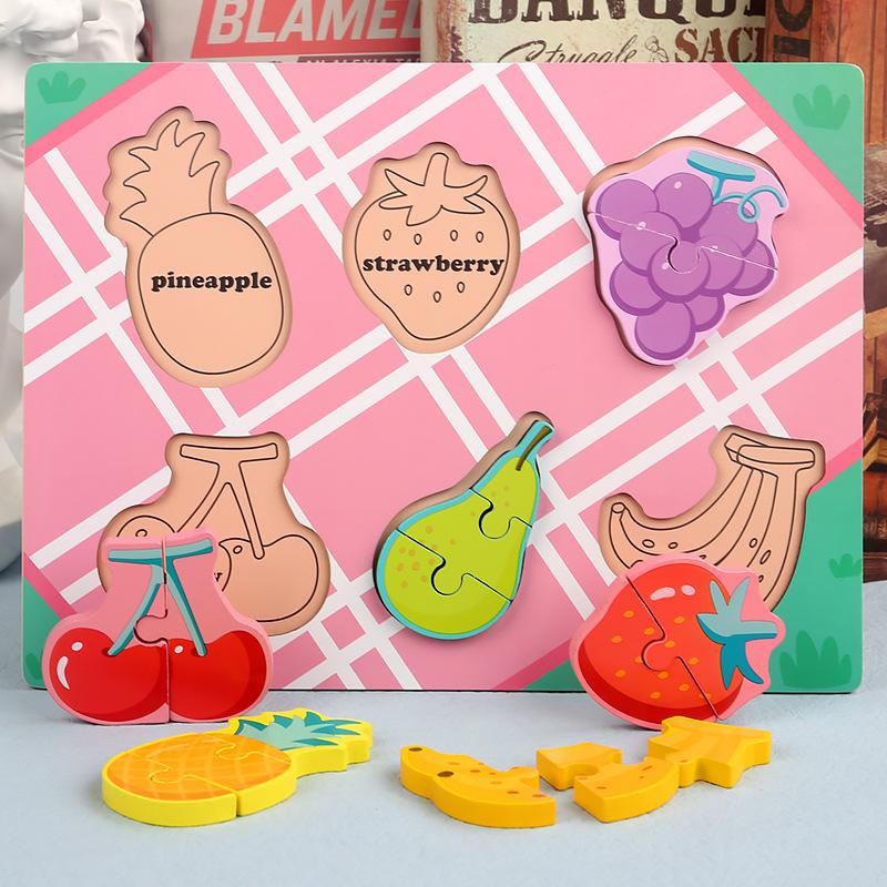 Children's Animal Matching Puzzle Building Block Early Education Puzzle Hand Grasping Board Assembly Inlaid Board Toy Combination