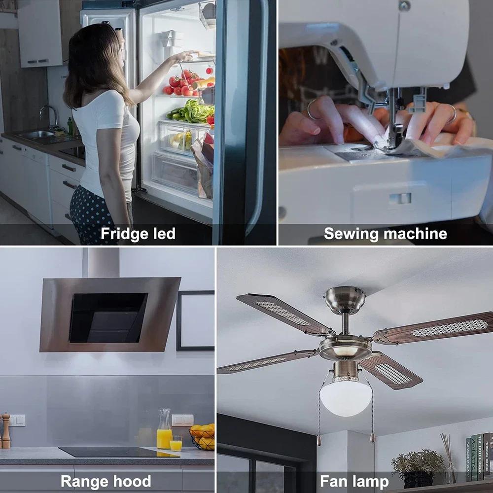 1/2/4Pcs E14/E12 Light Bulbs 220V LED Fridge Mini Lamp Replace Kitchen Refrigerator Display Cabinet Lights Sewing Machine Lamps
