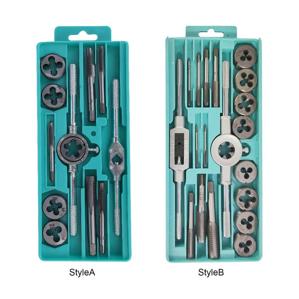12Pcs Bearing Steel Taps and Dies M6-M12 Metric Tap Die Wrench Set Tap and Die Tool Set for Internal and External Threading